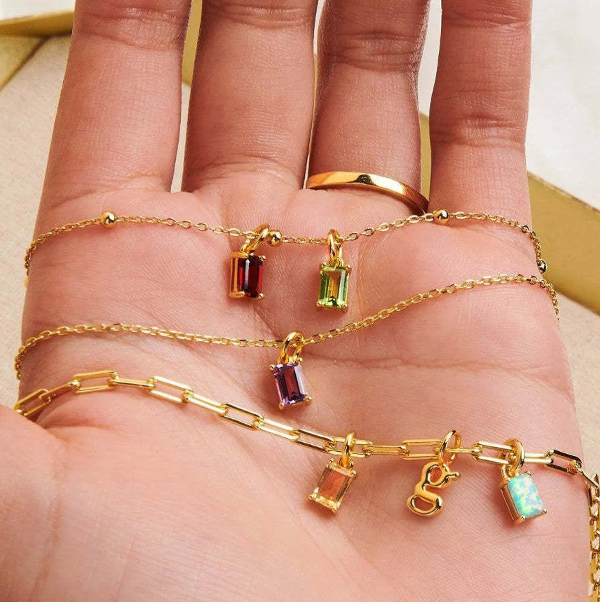 Birthday Stone Pendant Necklace